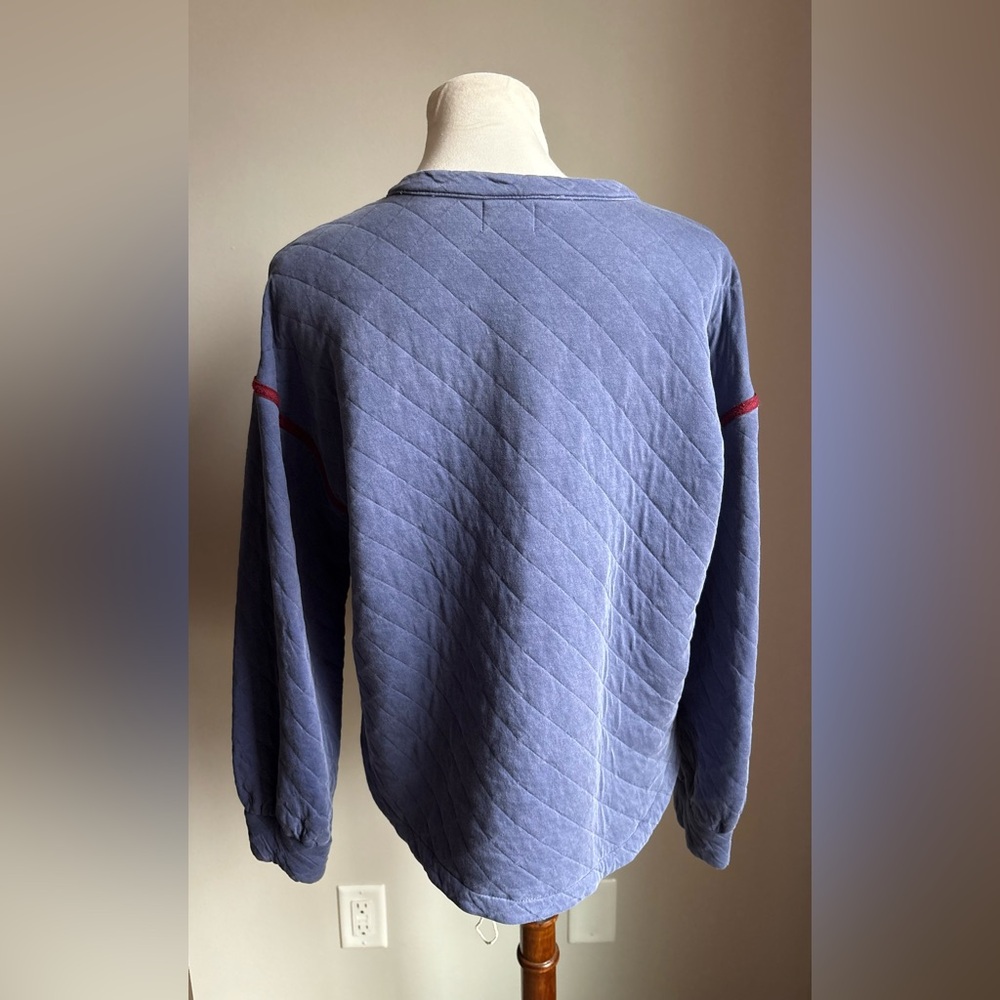 Sundry Quilted Cropped Sweatshirt Pullover In Pigment Moonlight Blue Size 1 - Picture 5 of 15